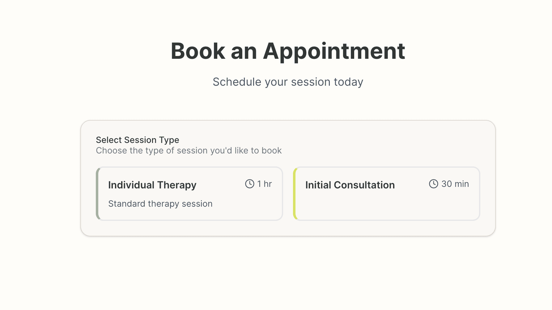 Session Type Selection
