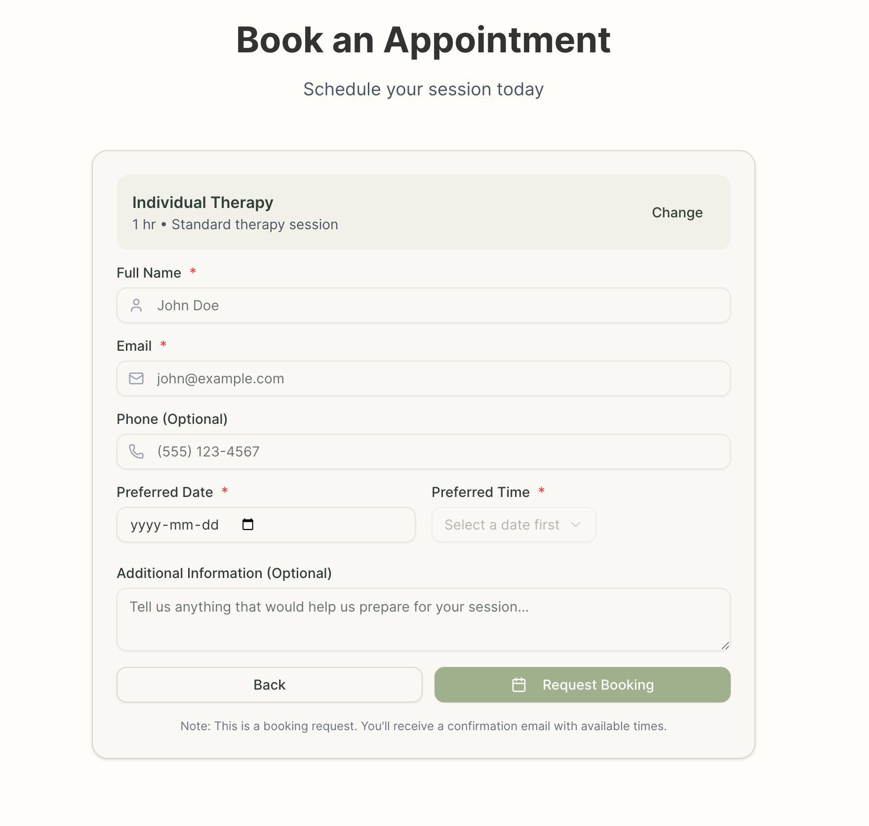 Booking Form